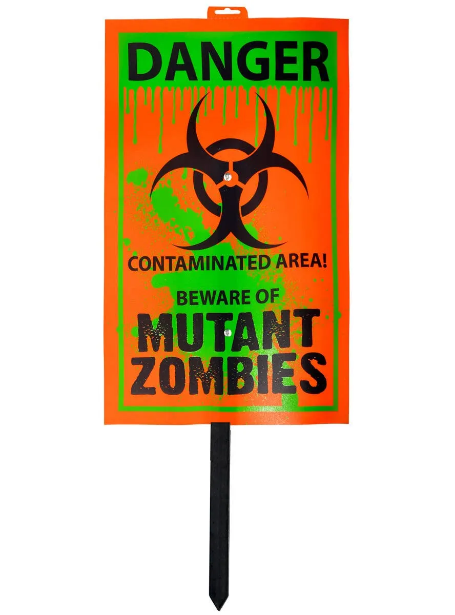 Danger Mutant Zombies Yard Sign Halloween Decoration