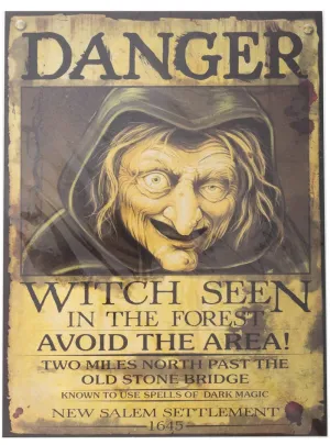 Danger Witch Seen Warning Sign Halloween Decoration