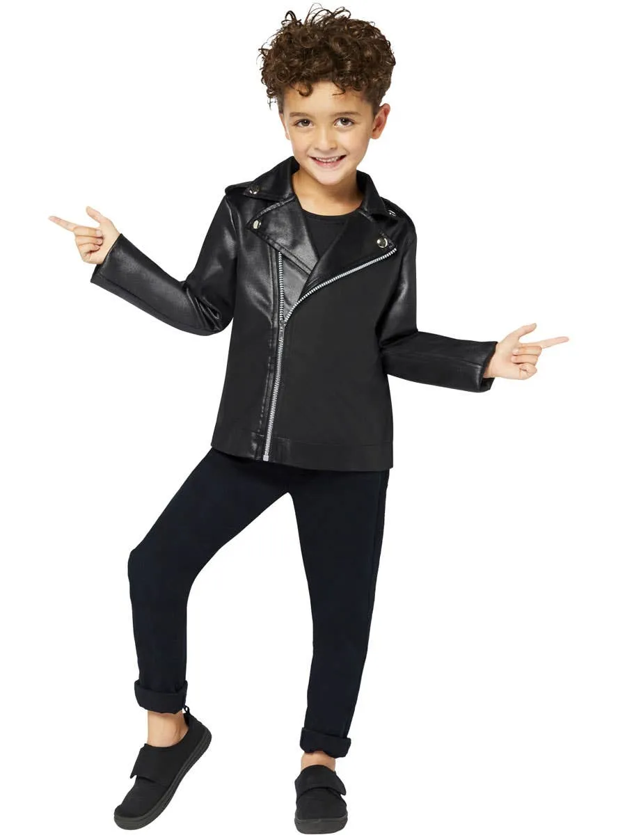 Danny Zuko Boys Black Grease T-Birds Costume Jacket
