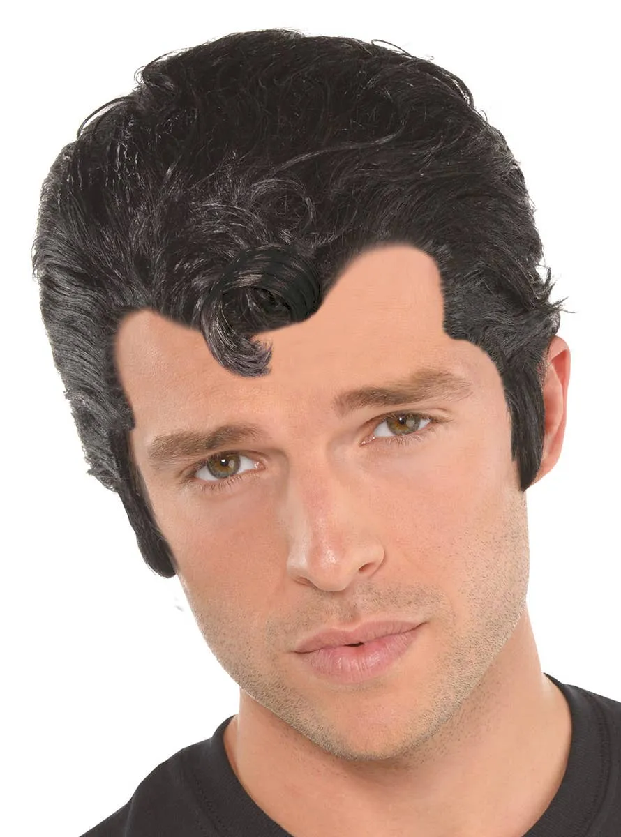 Danny Zuko Mens Black 50s Greaser Costume Wig