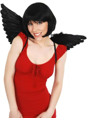 Dark Angel Mini Black Feather Wings Accessory