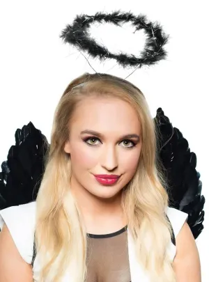 Dark Black Feather Angel Halo Costume Headband