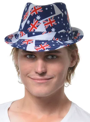 Dark Blue Australian Flag Fedora Hat