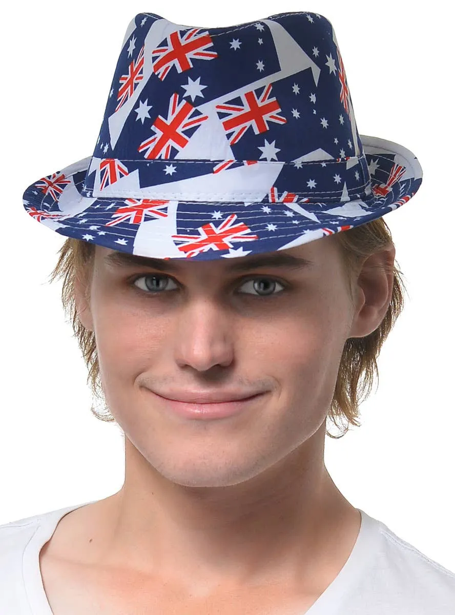 Dark Blue Australian Flag Fedora Hat