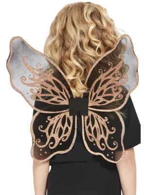 Dark Botanicals Black and Gold Kids 44cm Butterfly Wings