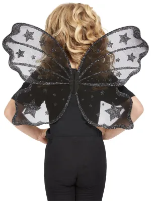 Dark Botanicals Black Glitter Kids 42cm Butterfly Wings