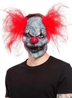 Dark Clown Latex Halloween Costume Mask with Red Hair