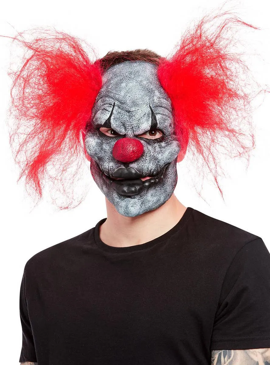 Dark Clown Latex Halloween Costume Mask with Red Hair