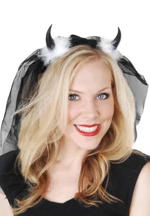 Dark Devil Horns with Veil Halloween Costume Accessory
