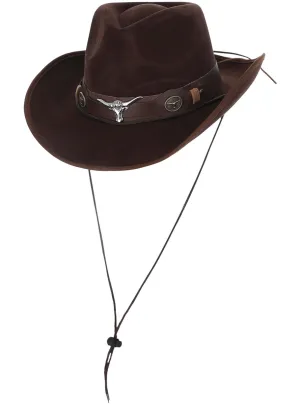 Dark Drown Leather Look Deluxe Brown Cowboy Hat