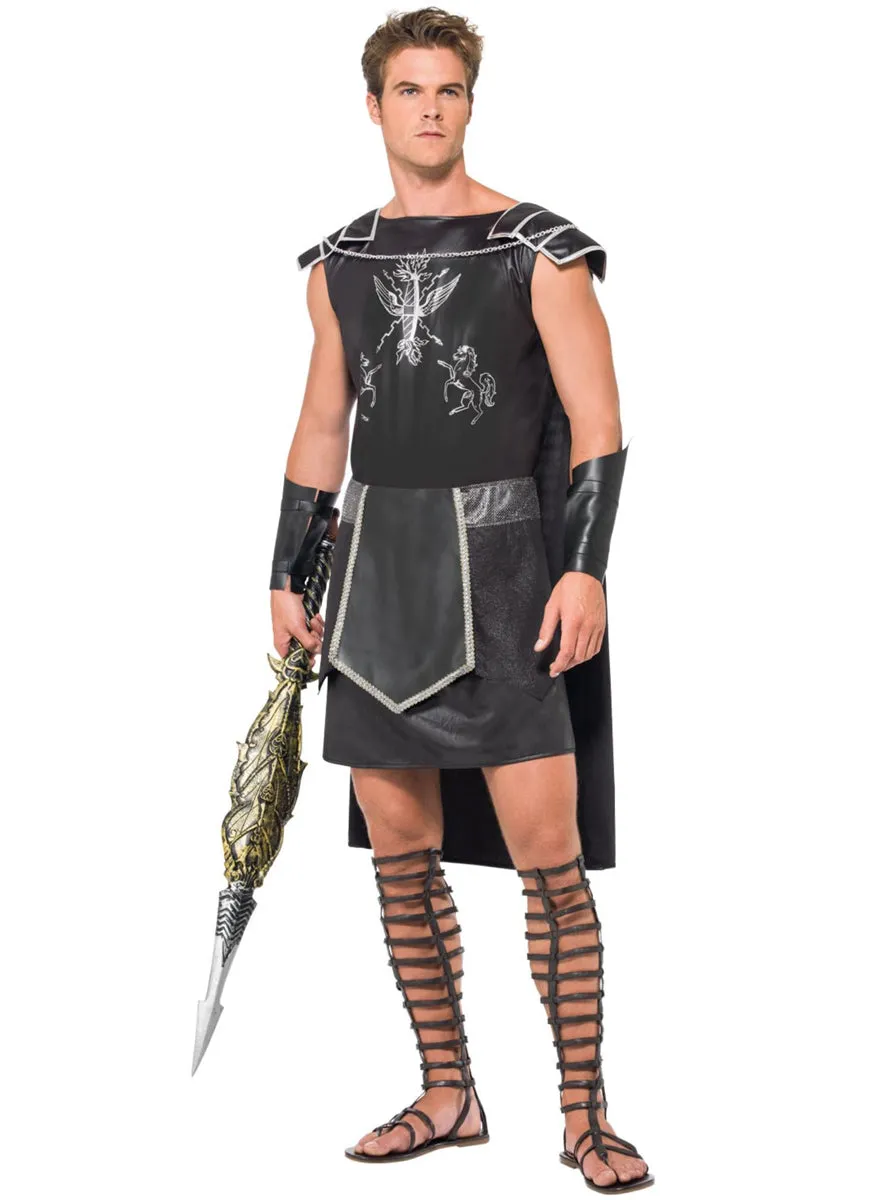 Dark Gladiator Mens Black Ancient Roman Costume