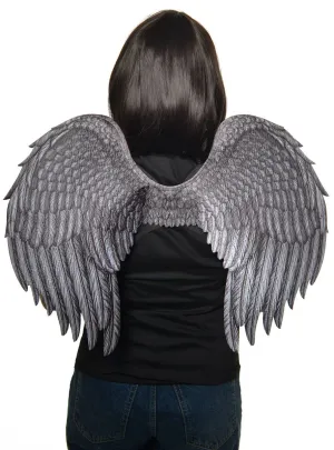 Dark Grey Feather Printed Medium Costume Wings