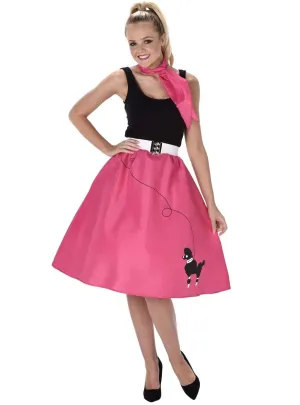 Dark Pink 1950s Poodle Skirt Womens Costume
