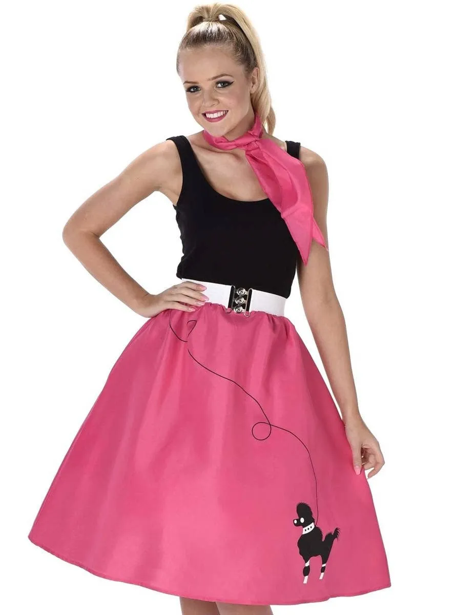 Dark Pink 1950s Poodle Skirt Womens Costume