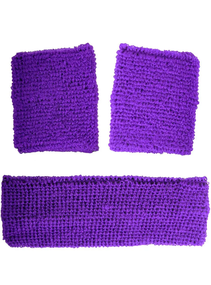 Dark Purple Wrist and Head Sweatbands Set