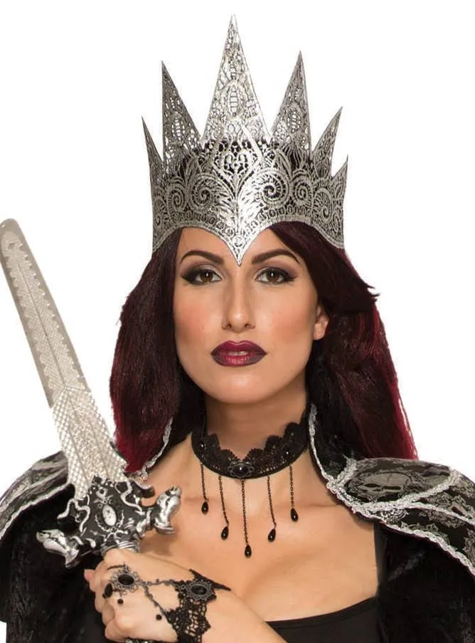 Dark Royalty Silver Lace Crown Costume Accessory