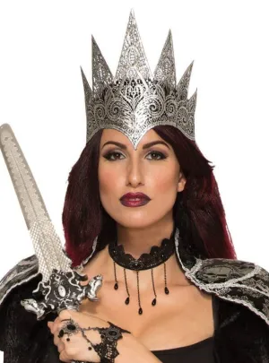 Dark Royalty Silver Lace Crown Costume Accessory