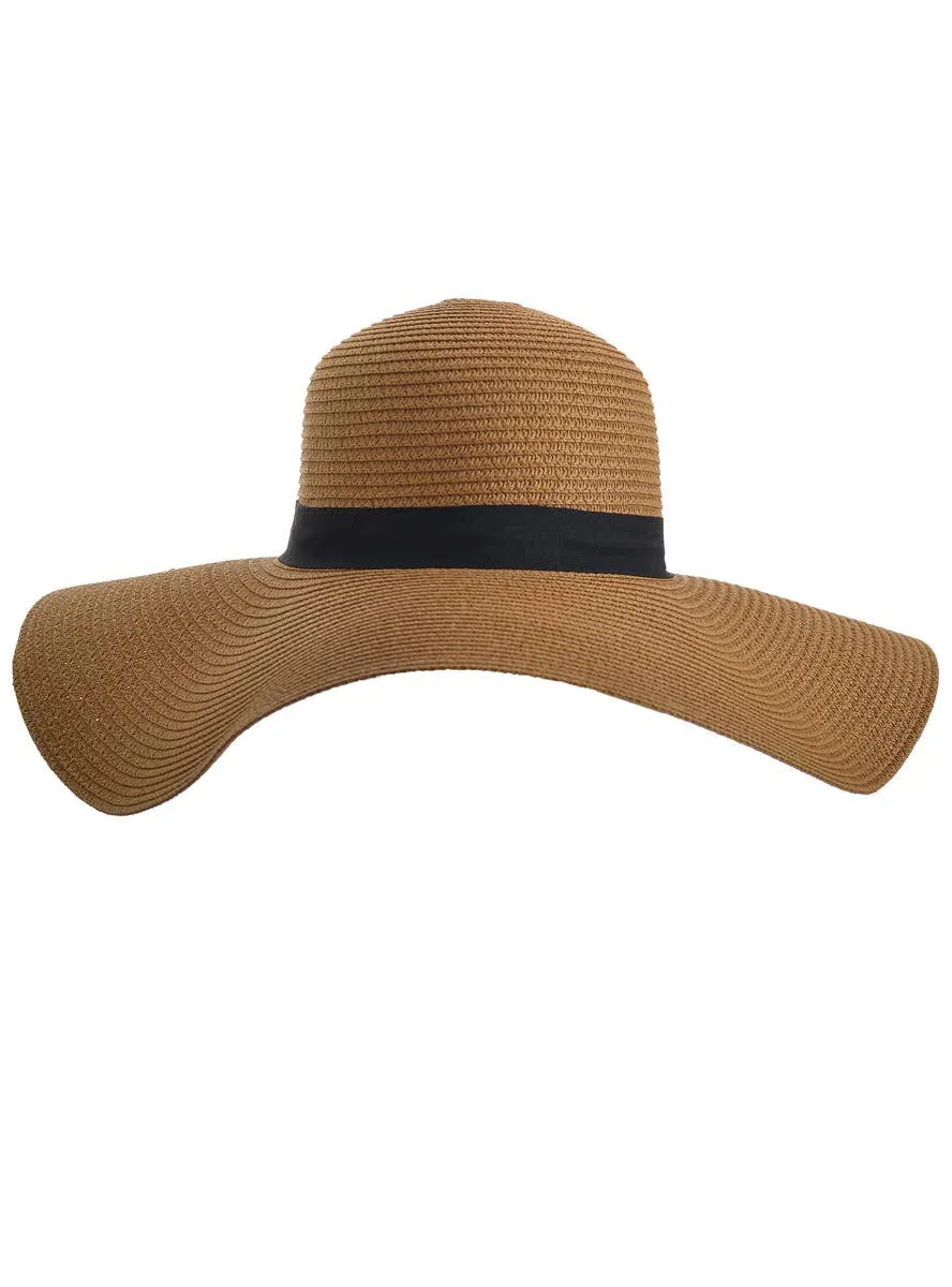 Dark Tan Wide Brimmed Floppy 1970s Costume Hat