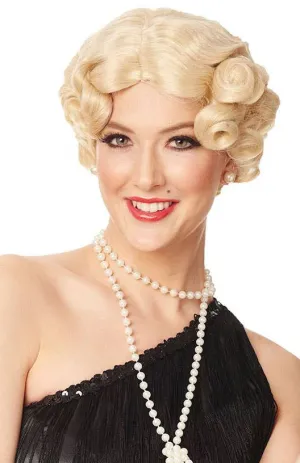 Darling Daisy Womens Short Curly Blonde Gatsby Costume Wig