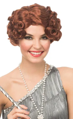 Darling Daisy Womens Short Curly Natural Red Gatsby Costume Wig