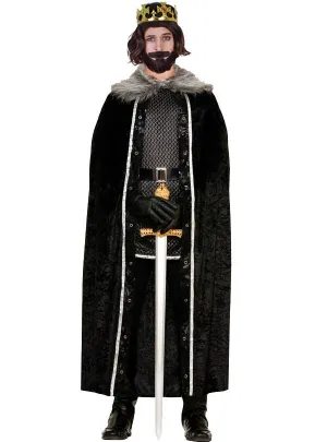 Dashing Black Velvet Adults Medieval Costume Cape