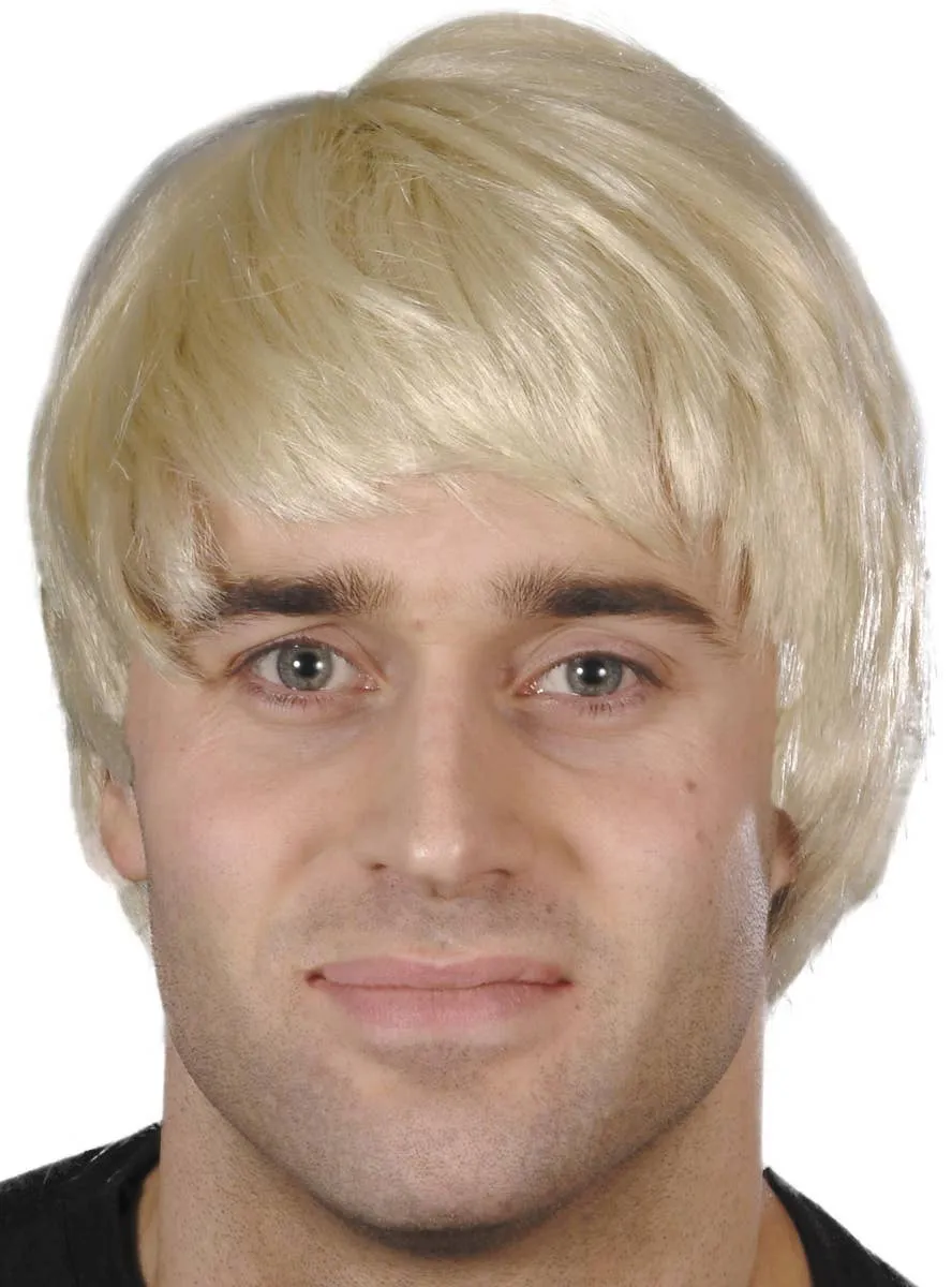 Dashing Short Blonde Mens Costume Wig