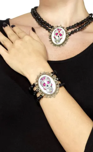 Day of the Dead Beaded Sugar Skull Bracelet