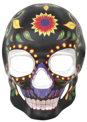 Day of the Dead Black and Yellow Daisy Masquerade Mask