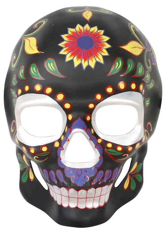 Day of the Dead Black and Yellow Daisy Masquerade Mask