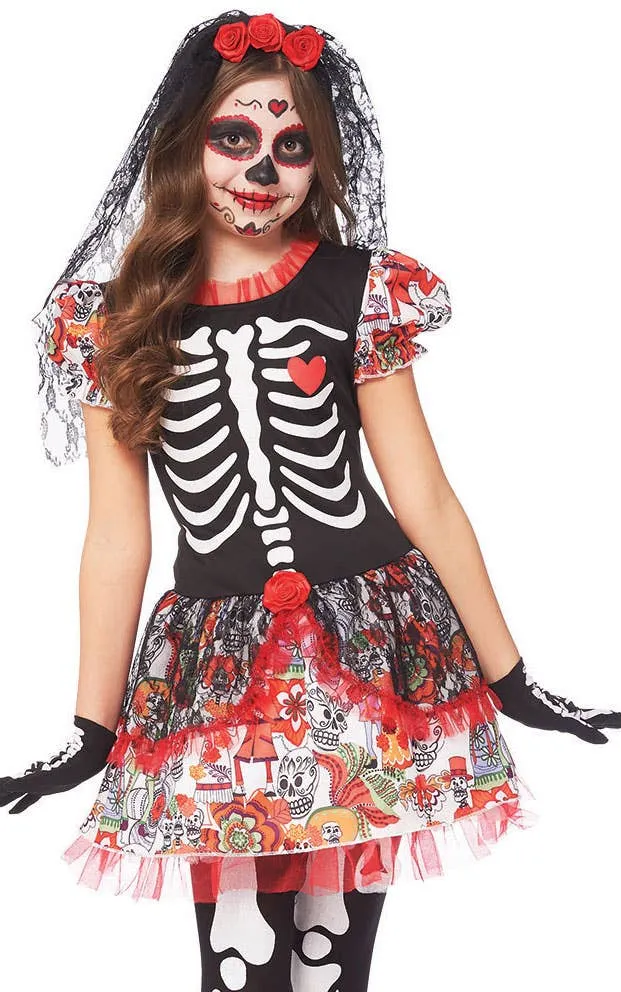 Day of the Dead Girls Halloween Dress Up Costume