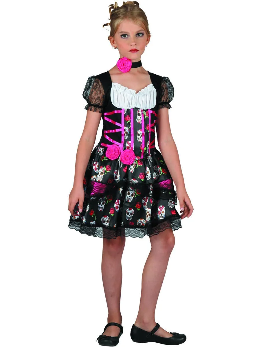 Day of the Dead Girls Pink Sugar Skull Halloween Costume