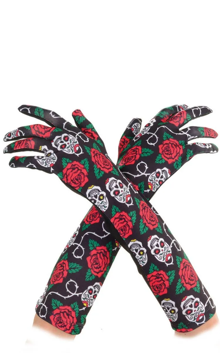 Day of the Dead Halloween Long Gloves