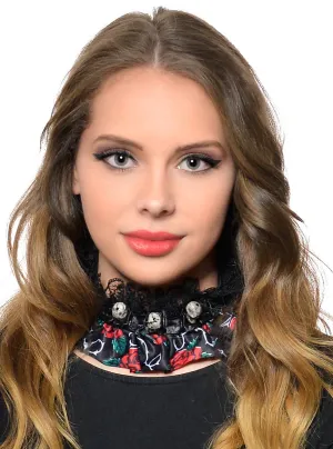 Day of the Dead Lace and Satin Choker Necklace