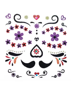 Day of the Dead Mariachi Glitter Face and Body Stickers