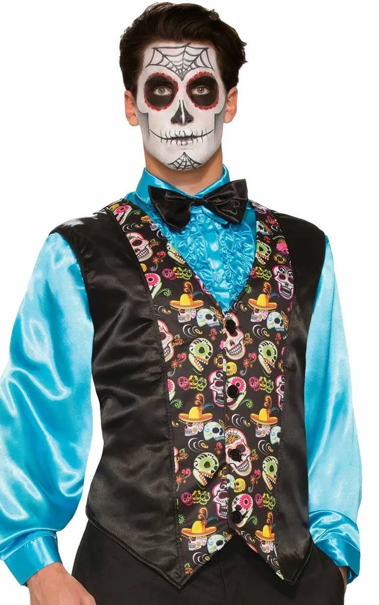 Day of the Dead Mens Sugar Skull Costume Vest
