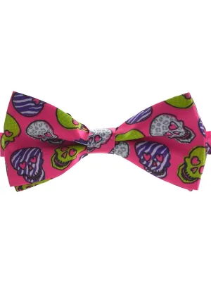 Day of the Dead Pink Sugar Skull Bow Tie Accessory