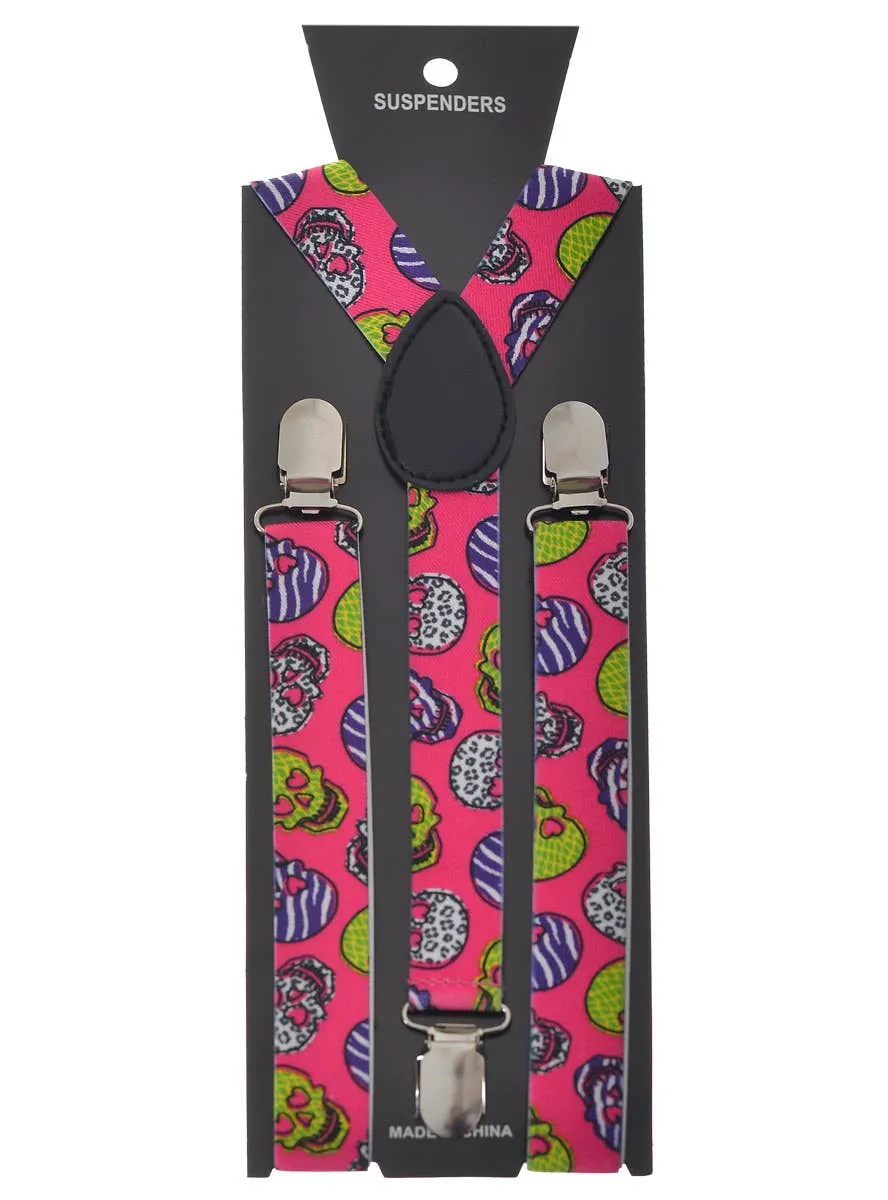 Day of the Dead Pink Sugar Skull Costume Suspenders