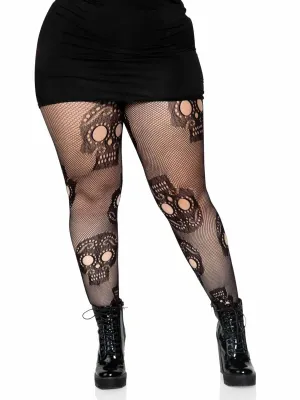 Day Of The Dead Plus Size Sugar Skull Stockings
