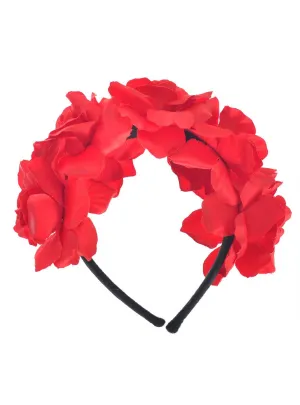 Day of the Dead Red Floral Costume Headband