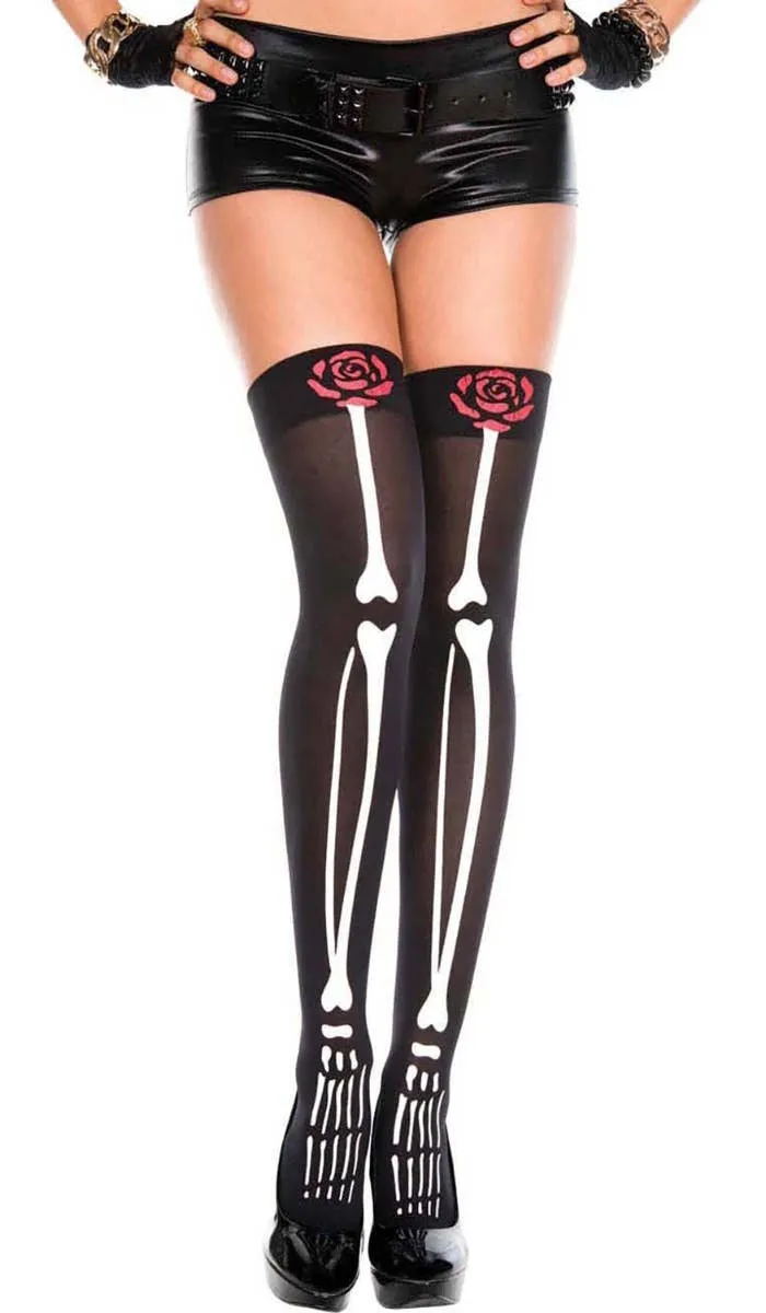 Day of The Dead Rose Thigh High Stockings
