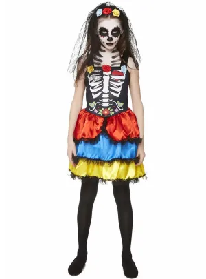 Day Of The Dead Senorita Girls Sugar Skull Costume
