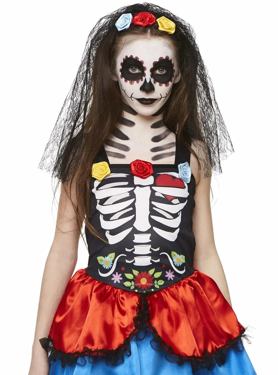 Day Of The Dead Senorita Girls Sugar Skull Costume