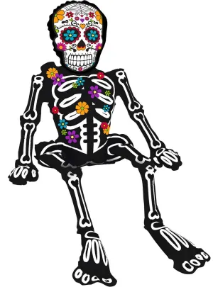 Day of the Dead Skeleton Air-Filled 45x66cm Sitting Foil Balloon