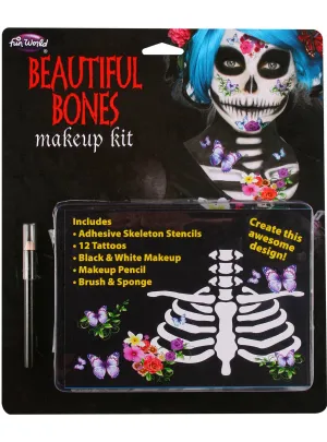 Day of the Dead Skeleton Halloween Face Paint and Tattoo Set
