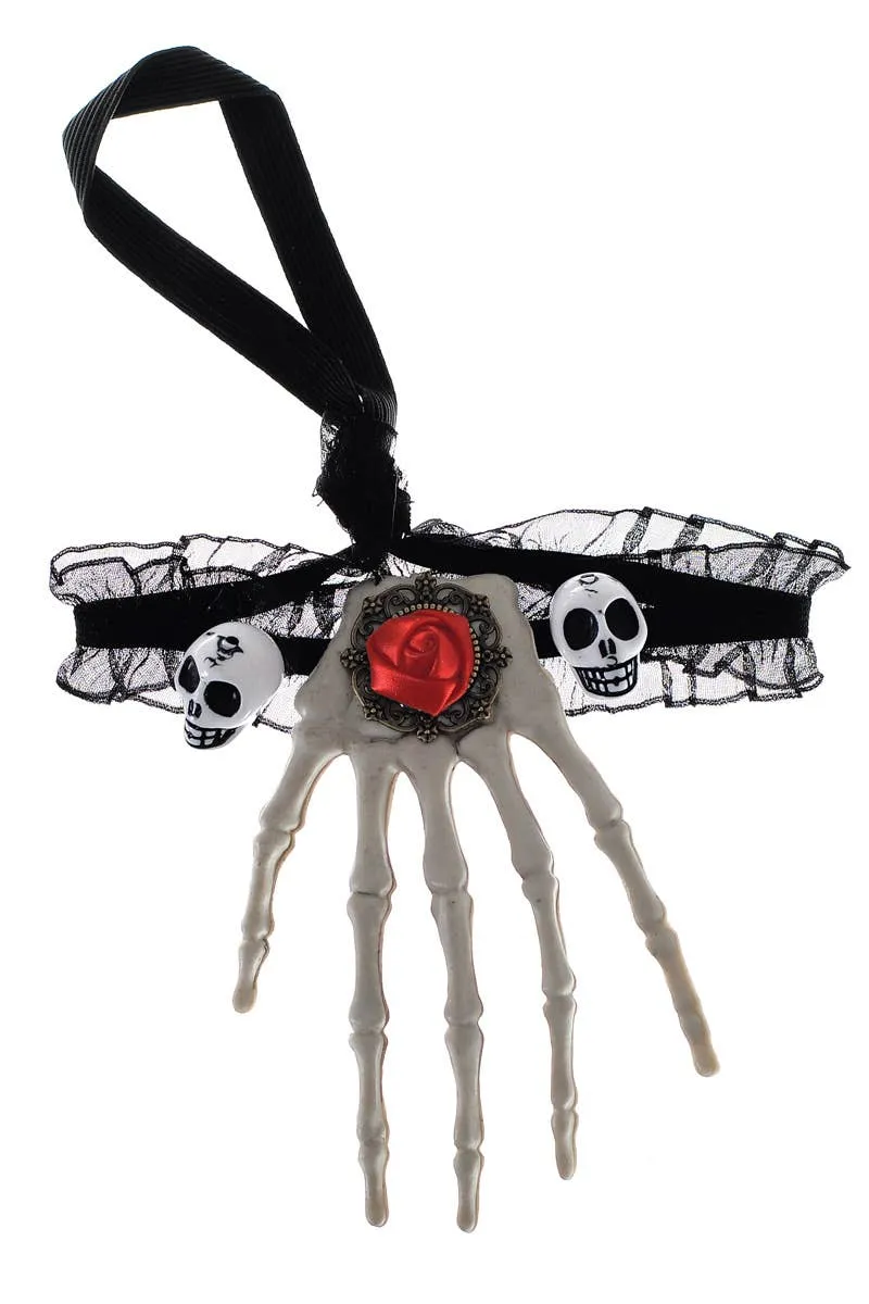 Day of the Dead Skeleton Hand Costume Choker