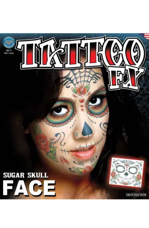 Day Of The Dead Skull Temporary Tattoo Makeup
