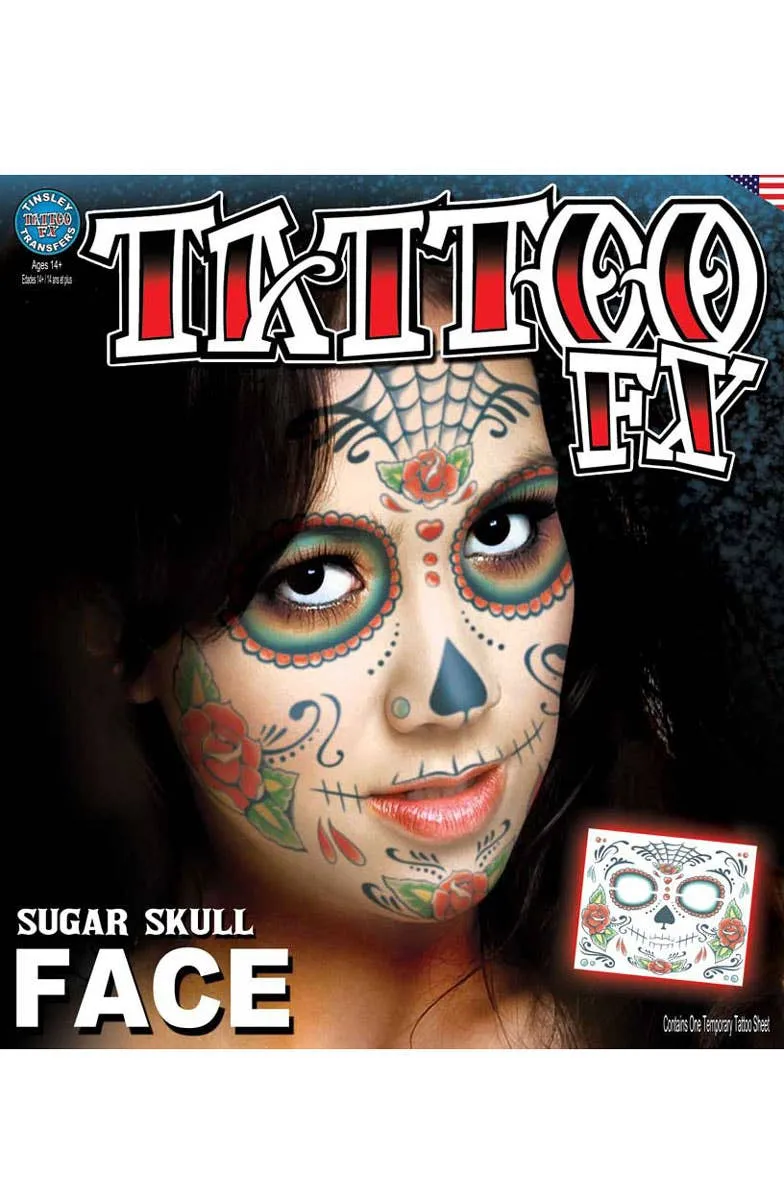 Day Of The Dead Skull Temporary Tattoo Makeup