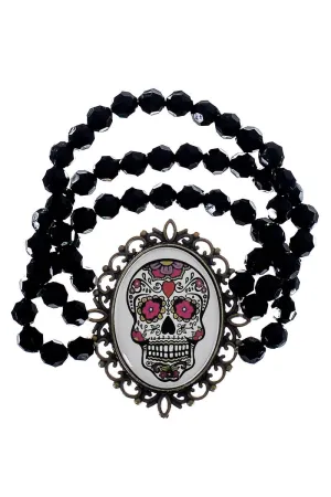 Day of the Dead Sugar Skull Beaded Bracelet