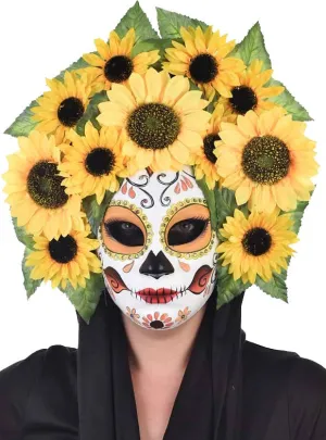 Day of the Dead Sunflower Sugar Skull Masquerade Mask