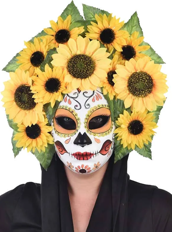 Day of the Dead Sunflower Sugar Skull Masquerade Mask
